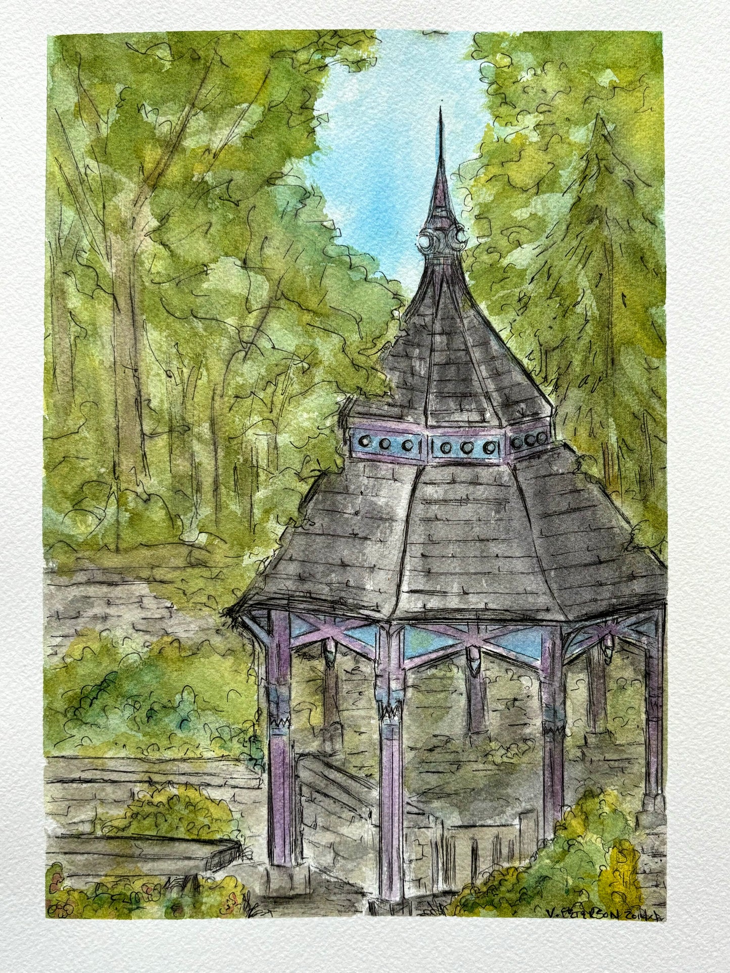 Crescent Spring Gazebo Art Print